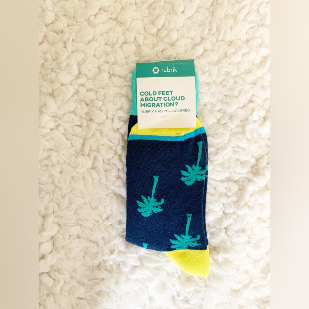 New Rubrik Travel Navy & Yellow Palm Tree Print Women's Socks